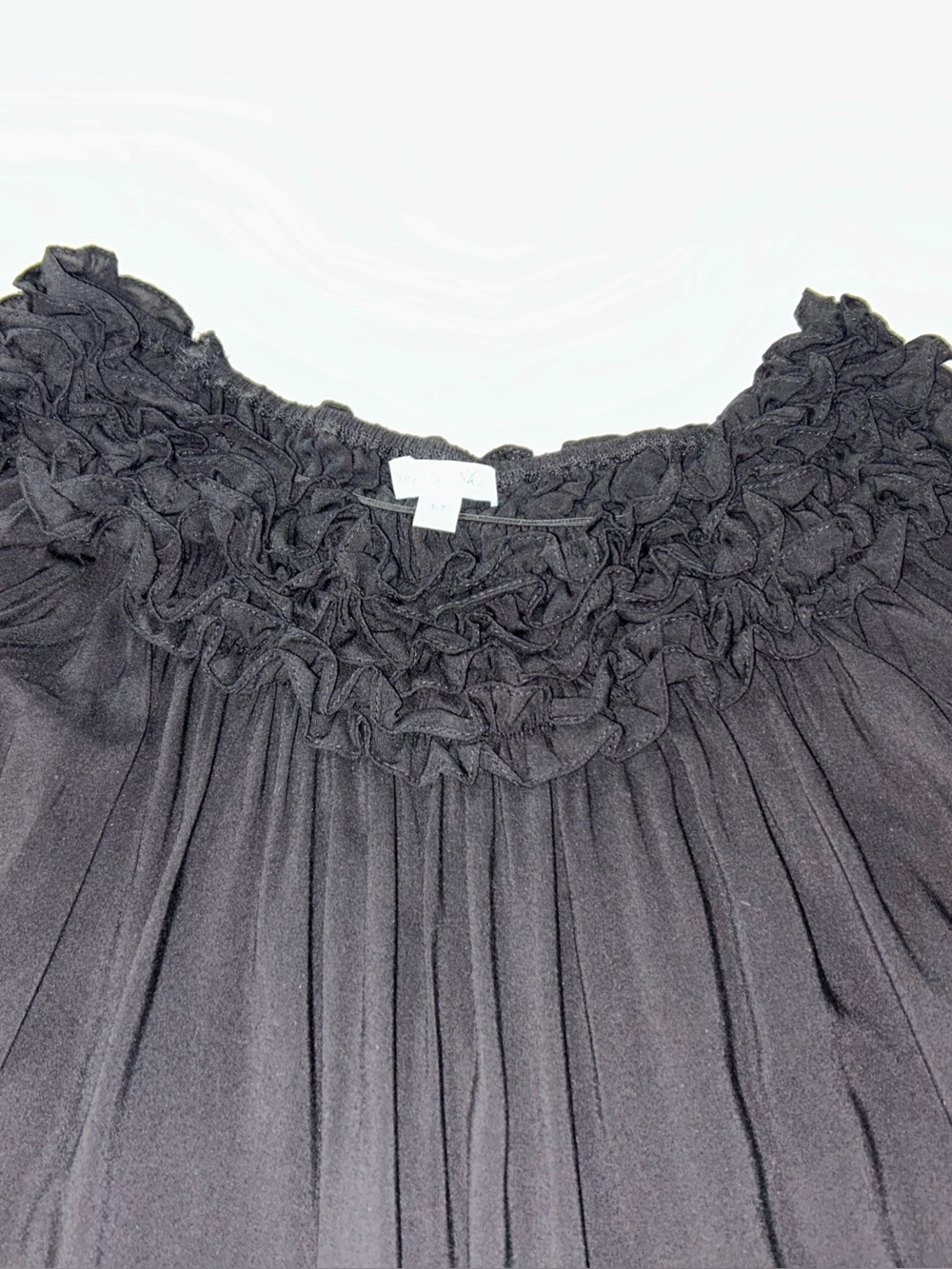 Black Ruffled Neck Blouse - Women